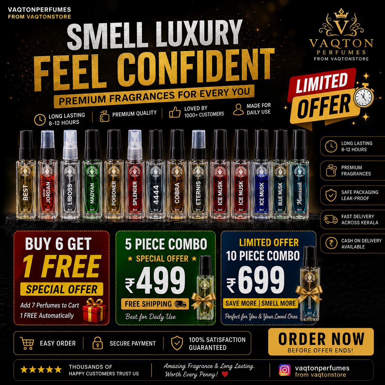 Premium Perfumes – Long Lasting Luxury Fragrances (8ml) Combo Offers