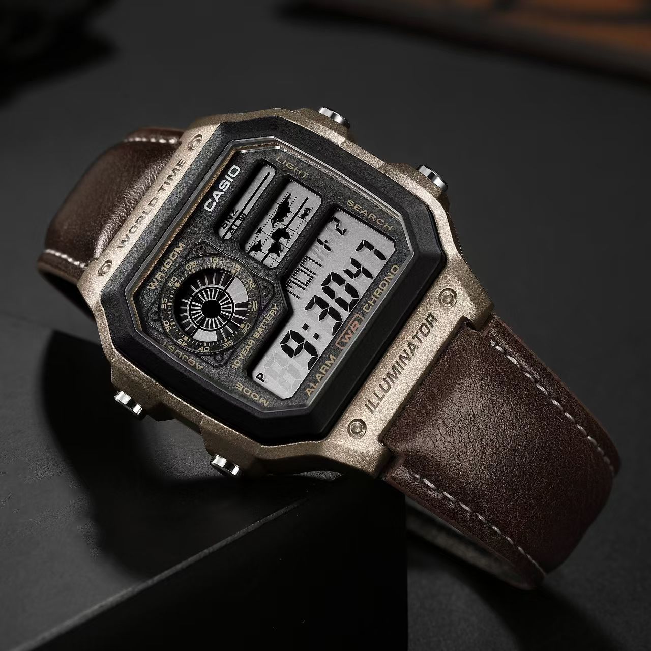 Illuminator Leather Quality Digital Watch