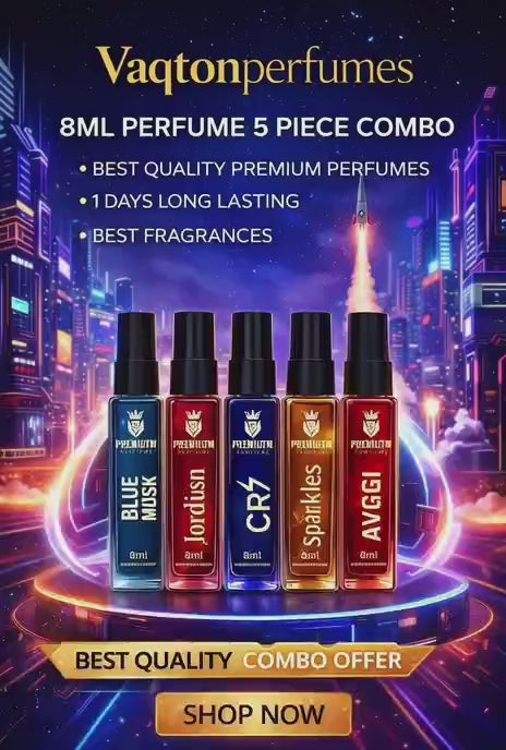 Premium Perfume Combo Pack – 5 Long-Lasting Fragrances (8ml Each)